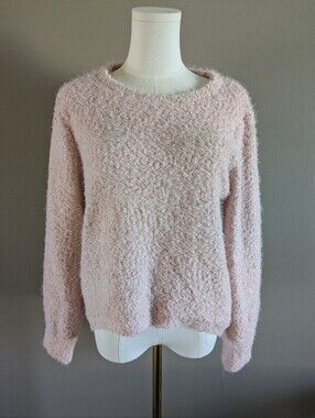 Fashion Nova Light Pink Fuzzy Knit High Low Pullover Sweater XL